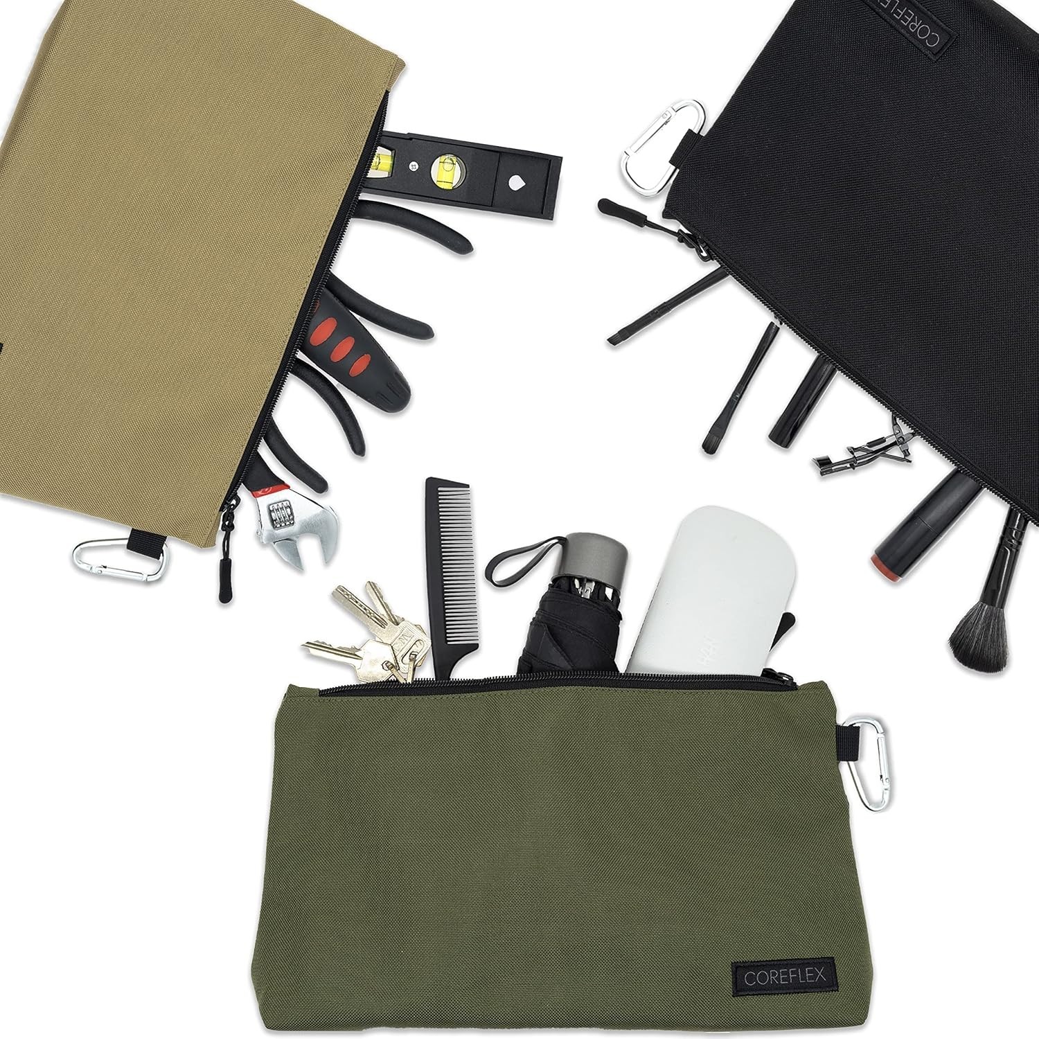 Durable YKK Zipper Tool Pouch, 10inch Flat Bottom Multipurpose Bag (3 Pack)