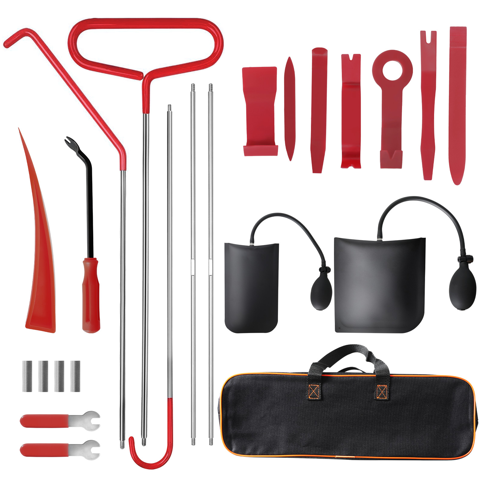 Car Tool Kit Roadside Emergency With Long Reach Grabber Air Wedge Bag Pump