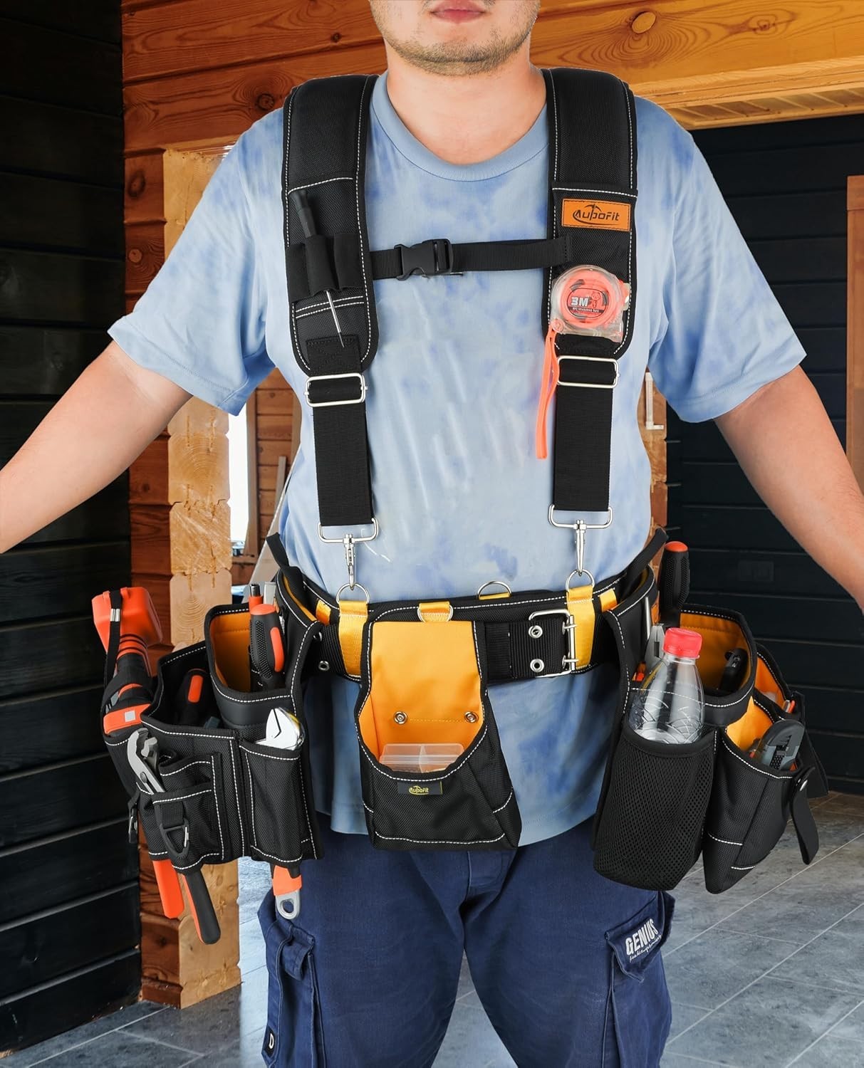 Heavy-Duty 7-Piece Tool Belt Rig: Ideal for Carpenters, Electricians & More