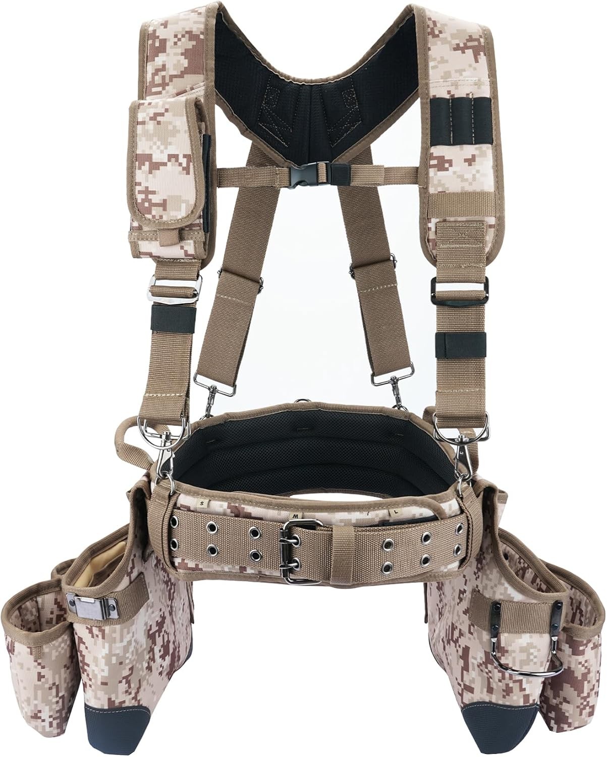 Camo Tool Belt with Suspenders Camouflage Tool Pouch Supenders Framers