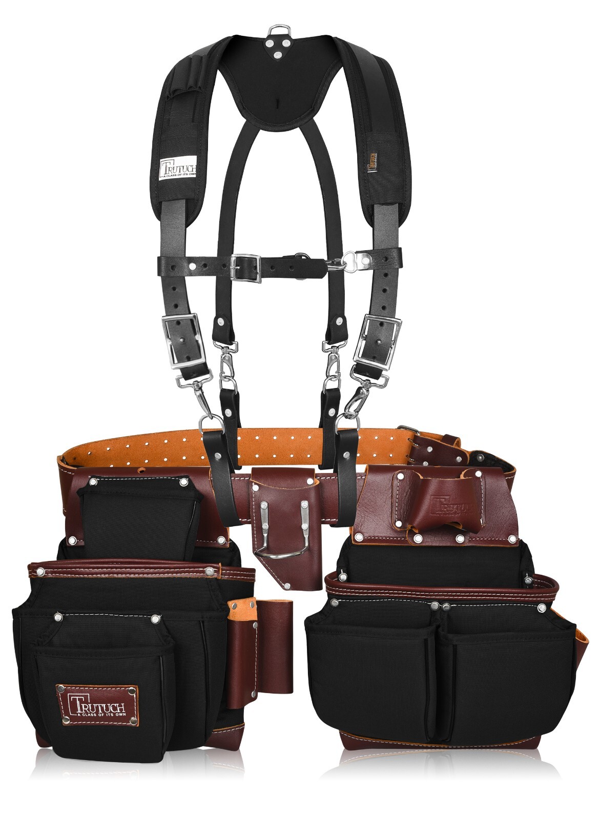 TRUTUCH Nylon and Leather Tool Belt with Leather Work Suspender | Electrician