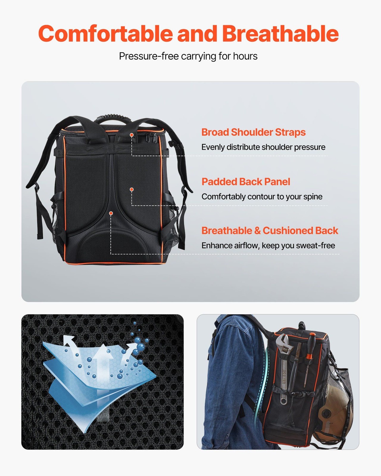 Versatile Welding Backpack 35.6L 600D Durable Fabric Ideal for On-Site Work