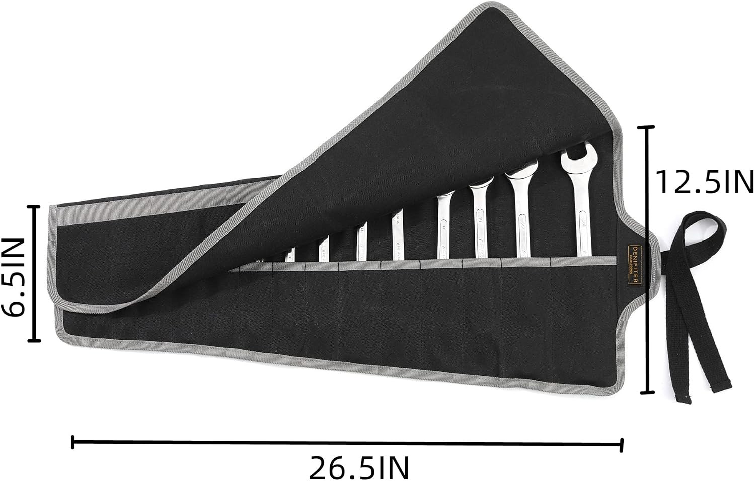 Waxed Canvas Wrench Roll 15 Pocket Tool Organizer Pouch 16 oz Heavy Duty