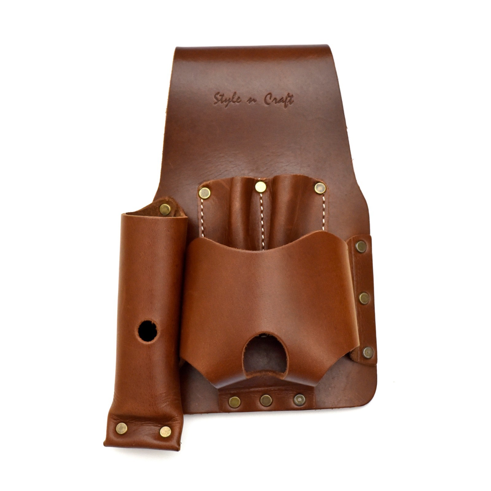Style n Craft 98015 – Tape & Knife Holder in Heavy Dark Tan Top Grain Leather