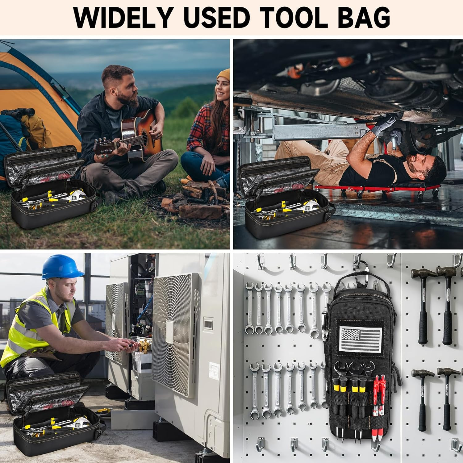 Portable Tool Bag Small Tactical Organizer Pouch with Strap and Carabiner