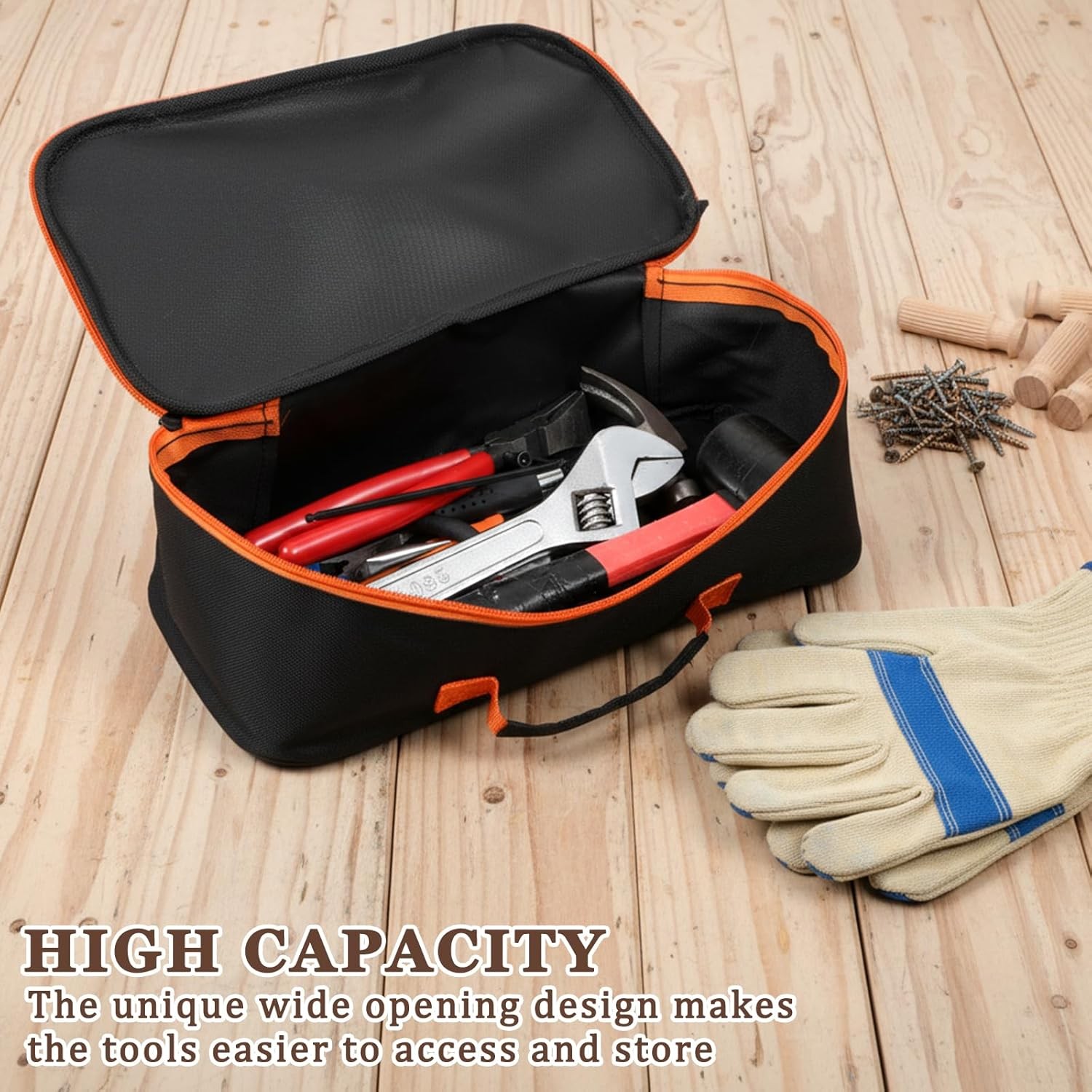 12 Inch Waterproof Small Tool Bag Portable Oxford Storage Zipper Pouch Black