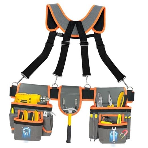 Tool Belts for Men with Magnetic Function Capacity Large Grey and Orange
