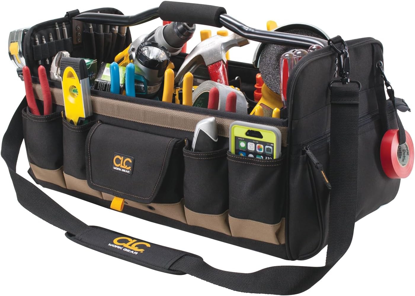 Custom Leathercraft WORK GEAR 1579 20″, Open Top,Soft Sided Tool Box, 27 Pockets