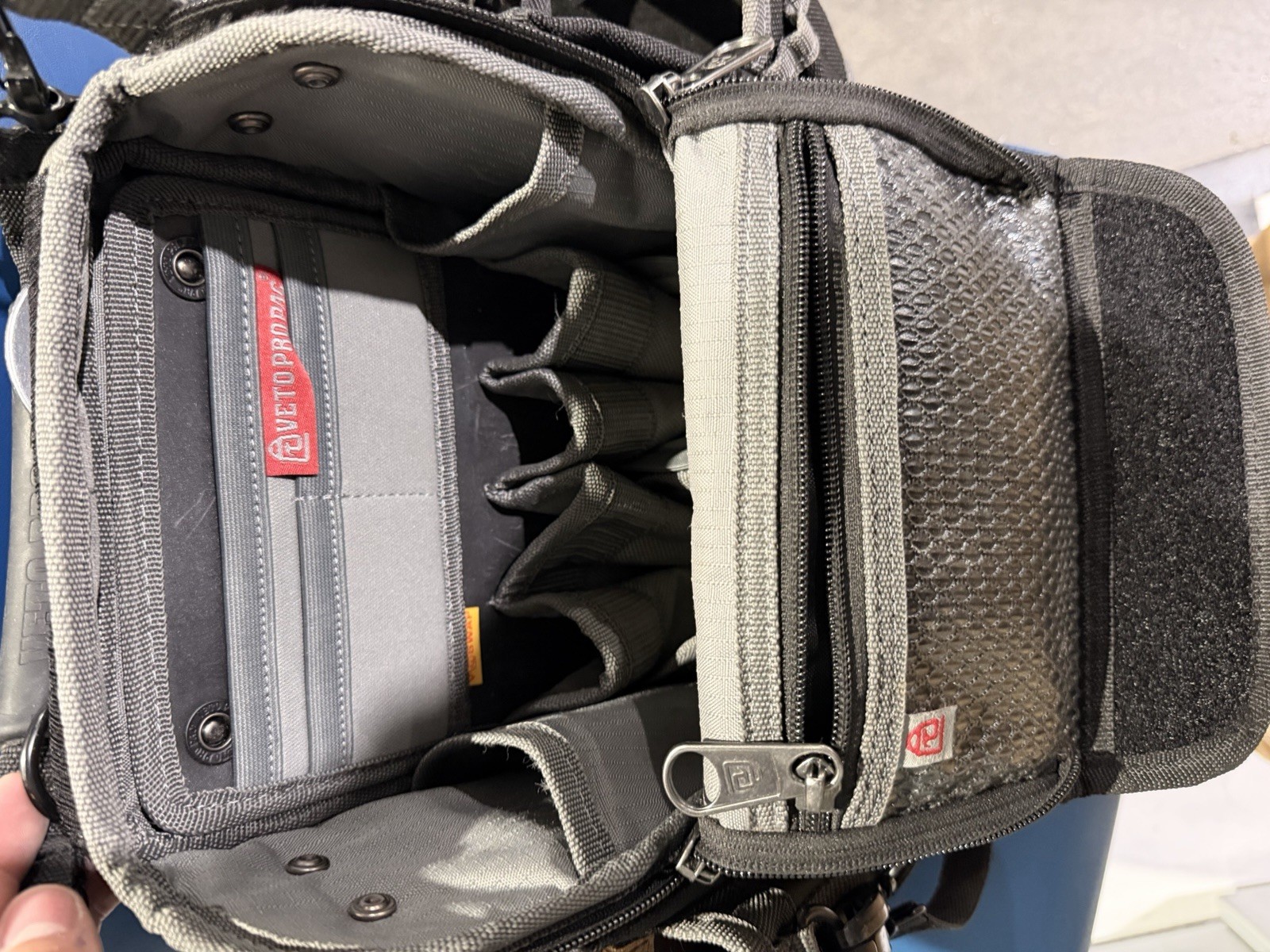 Veto Pro Pac SP-MC Small Tool Pouch Gray/Black/Brown Fabric w/ Handle