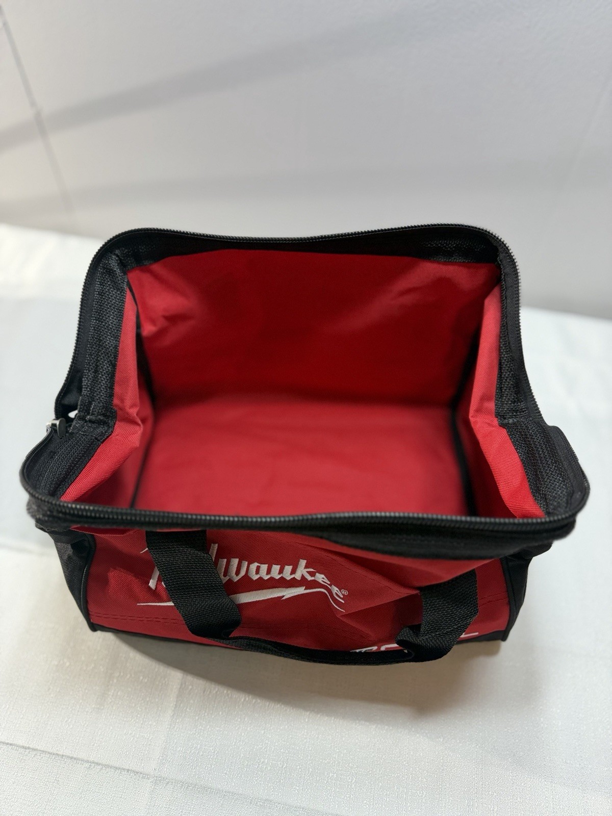 Milwaukee M12 FUEL Tool Bag with Handle, Zipper Closure, Red & Black, 1