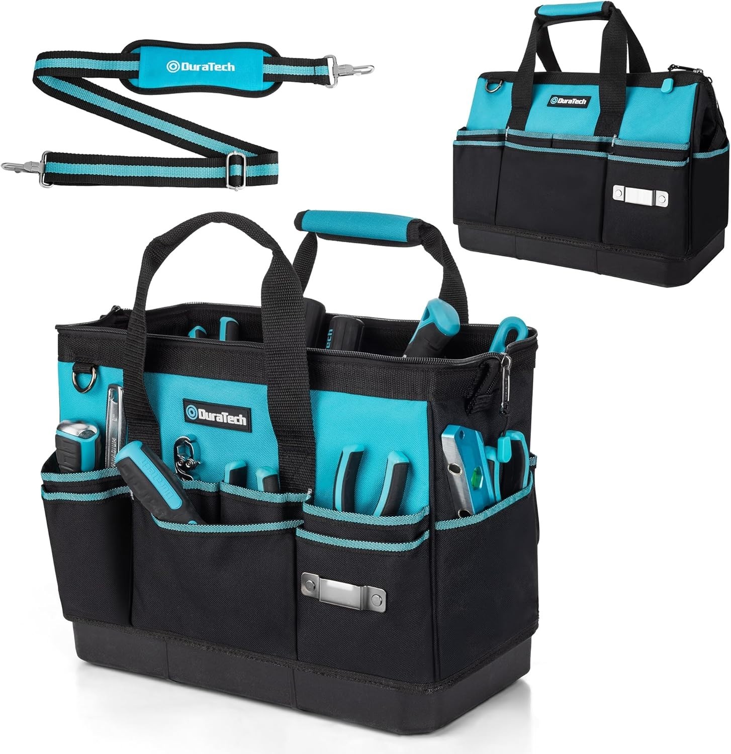 16-Inch Heavy Duty Tool Bag with Waterproof Hard Bottom, Tool Bag Organizer W…