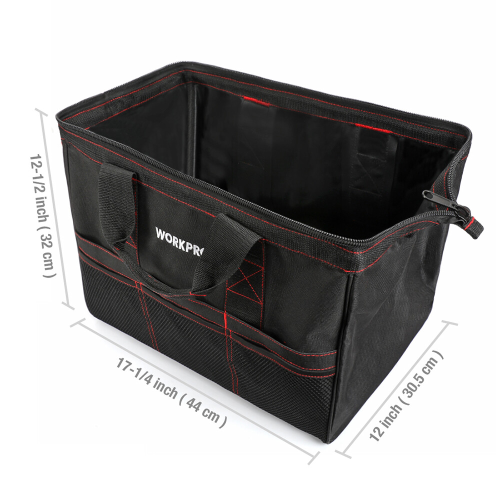 WORKPRO 2PCS 13″ 18″ TOOL BAG CASE WIDE MOUTH 600D Oxford Heavy Duty Zipper Tote