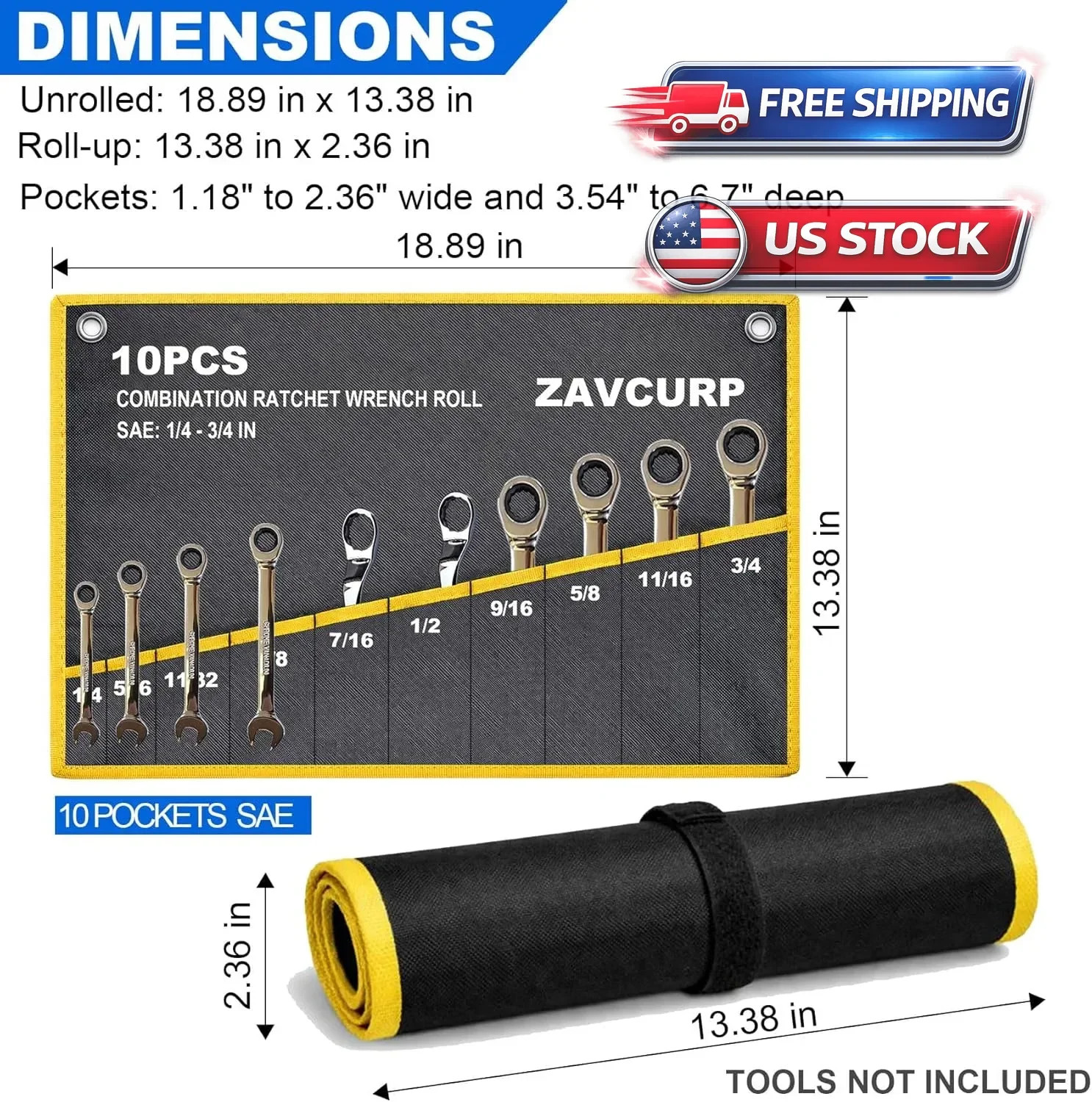 Tool Pouch, Roll-Up Storage Bag for Hand Tools & Wrenches