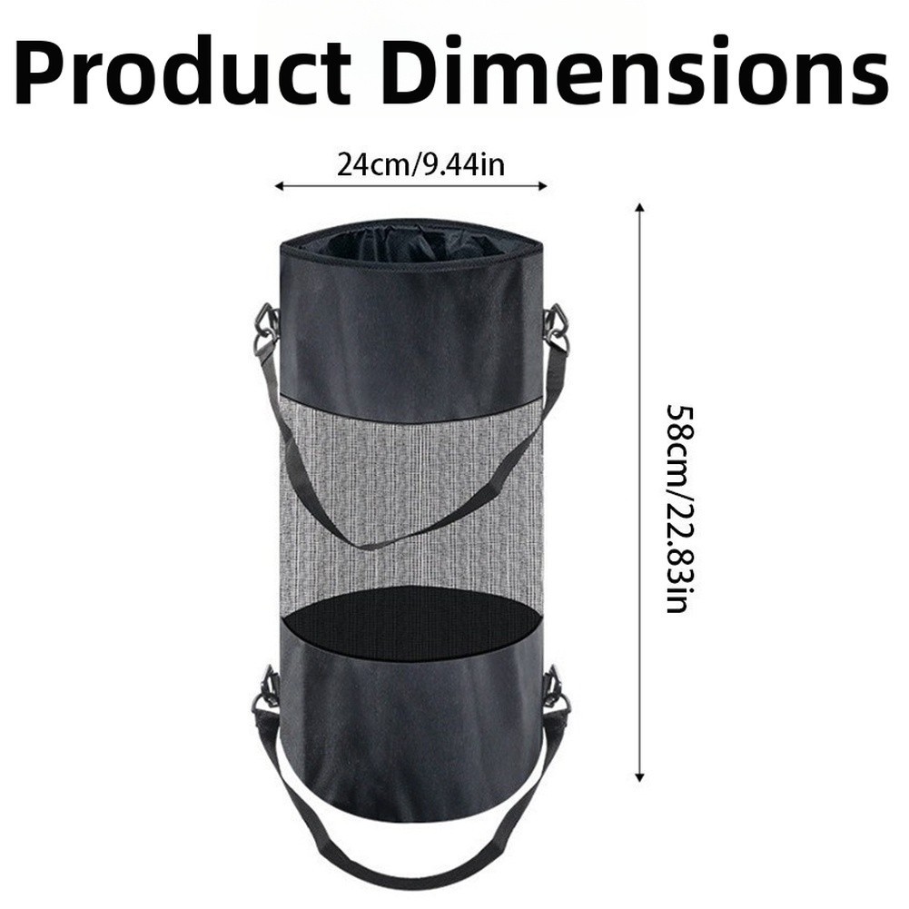 24x58cm Hanging Trash Bag with Hook Foldable Oxford Fabric for Outdoor Camping
