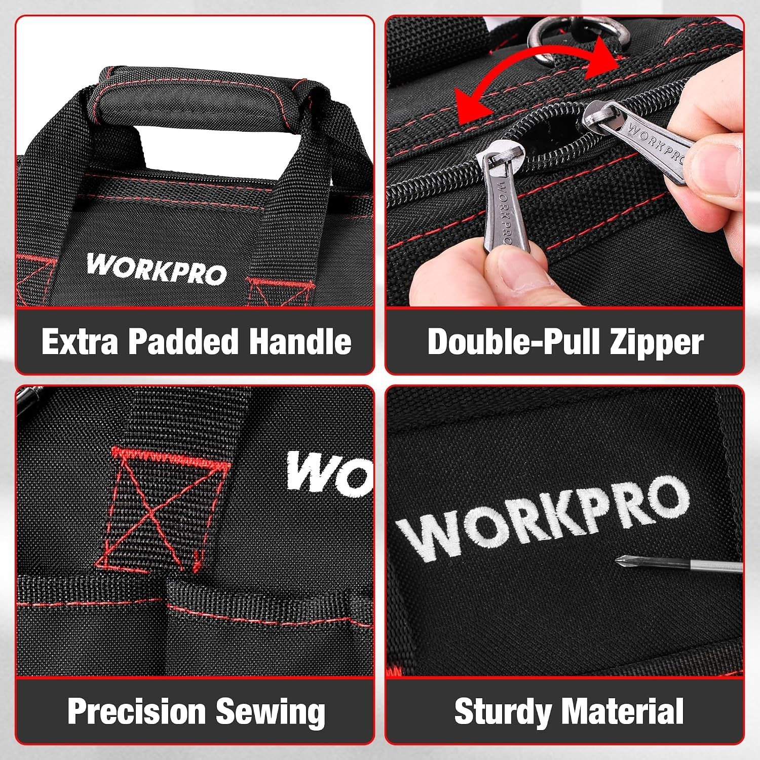 Versatile 12-Inch Storage Tool Bag with Multi-Pockets & Abrasion-Resistant Base