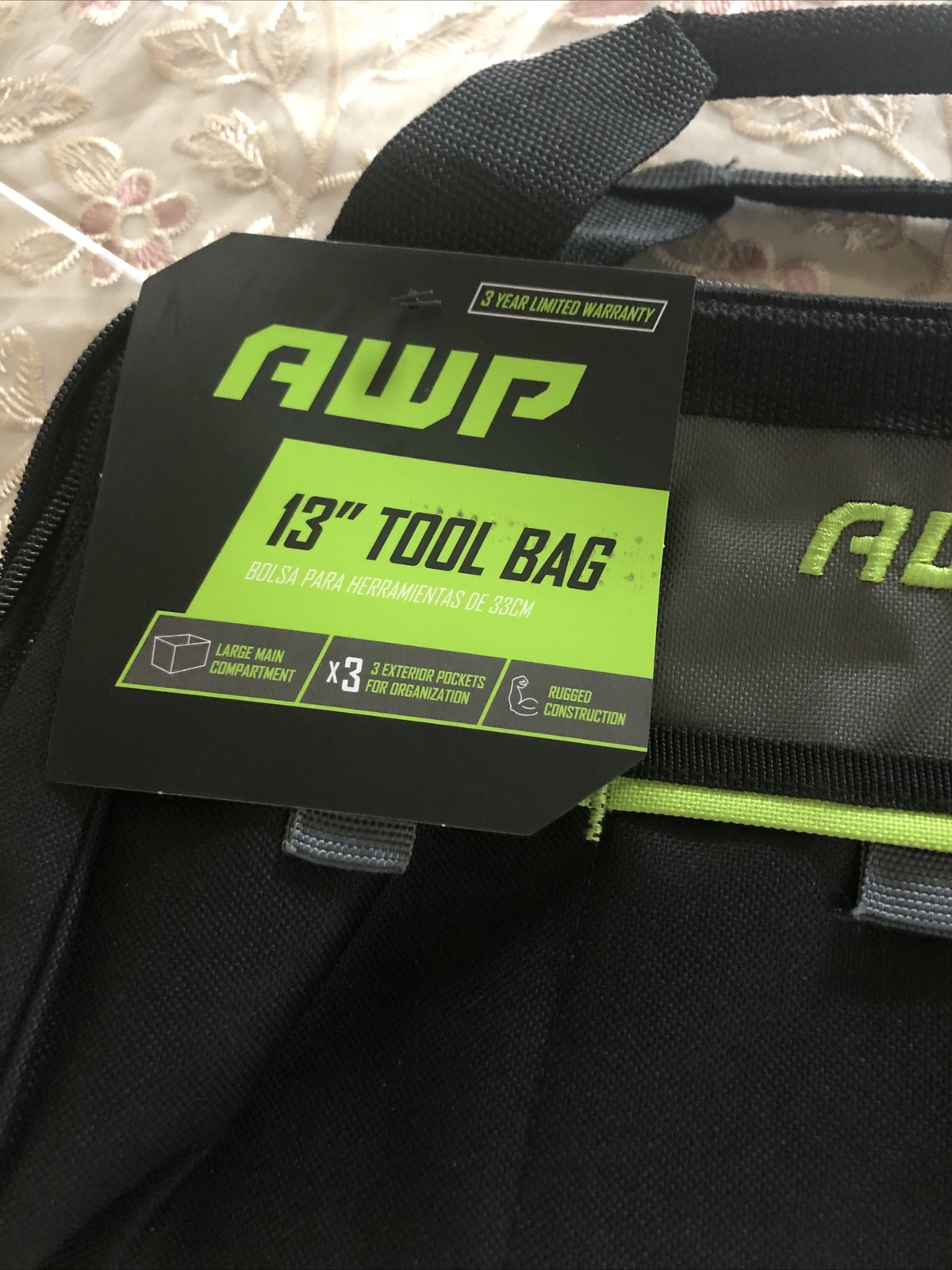 AWP 13” Tool Bag with 3 exterior compartments 600 Denier Construction