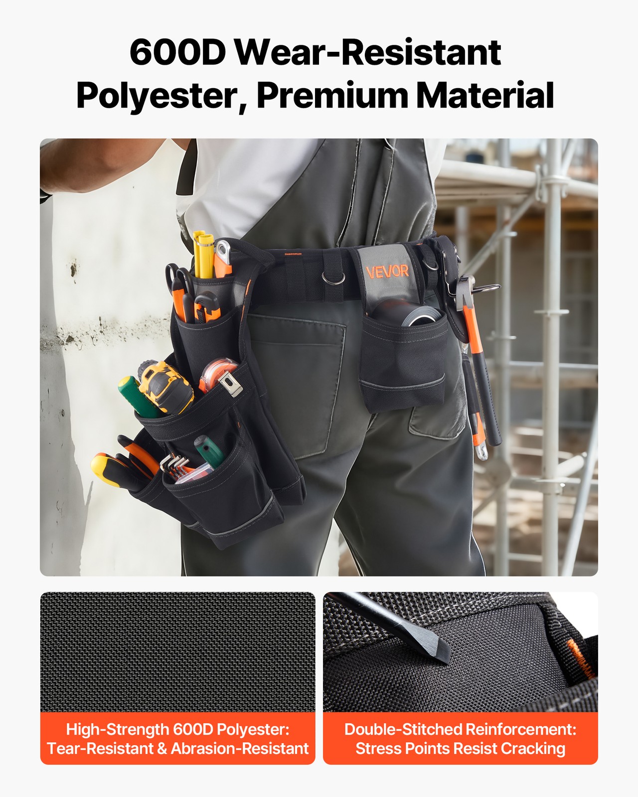VEVOR Tool Belt Electricians Work Belt 18 Pocket Heavy Duty Tool Pouch Organizer