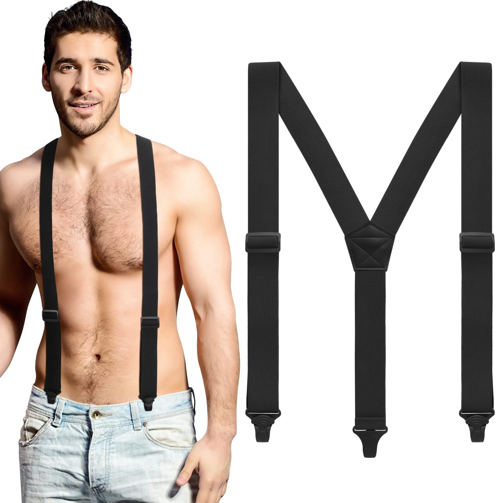 Jiuguva Men’s Hidden Undershirt Suspender Men Airport One Size, Black