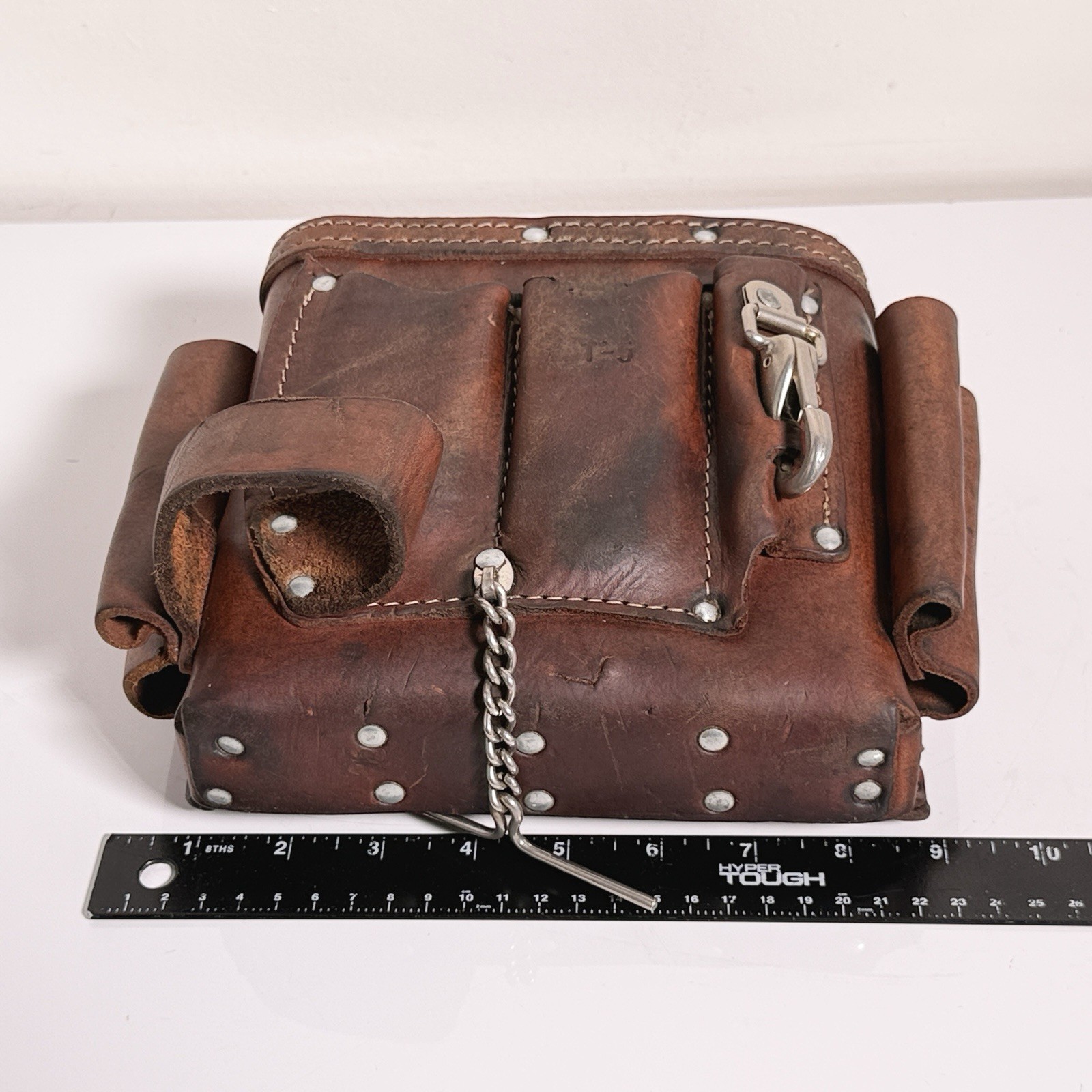 Ideal Tuff Tote 35-950 T-5 Premium Leather Electricians Tool Belt Tape Holder