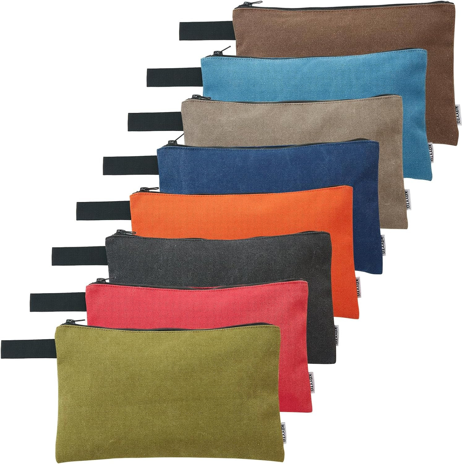 8 Pack Canvas Tool Pouch with Zipper,Upgrade 16 Oz Heavy Duty Small Tool