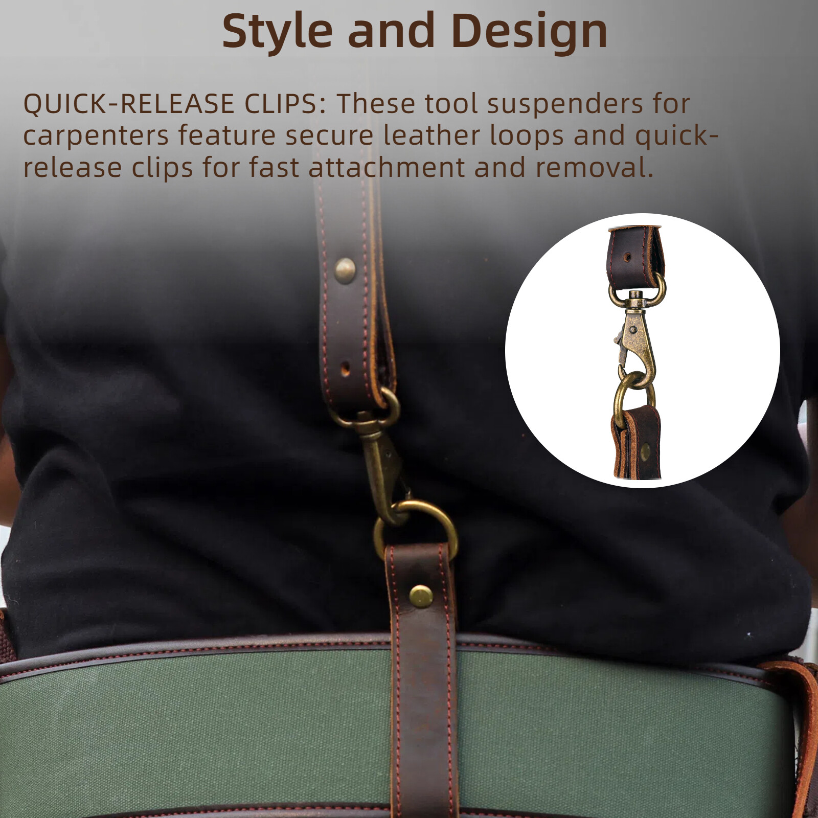 TOURBON Canvas Tool Harness Suspender Carpenter Rig Belt Contractor Holder Strap