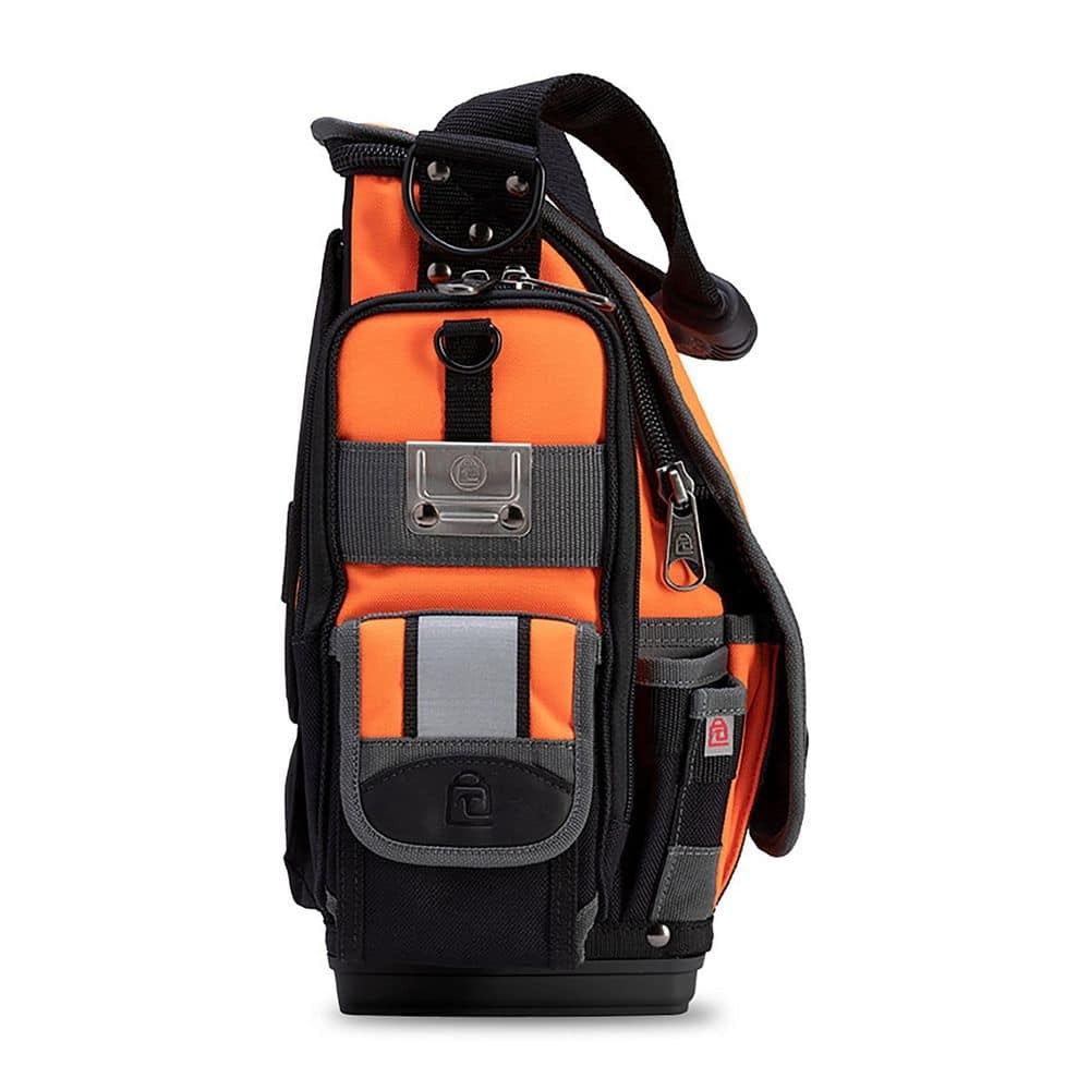 15In Medium Hi-Viz Orange Nylon Tool Pouch W Pen;Knife;Pliers;Screwdriver;Wrench
