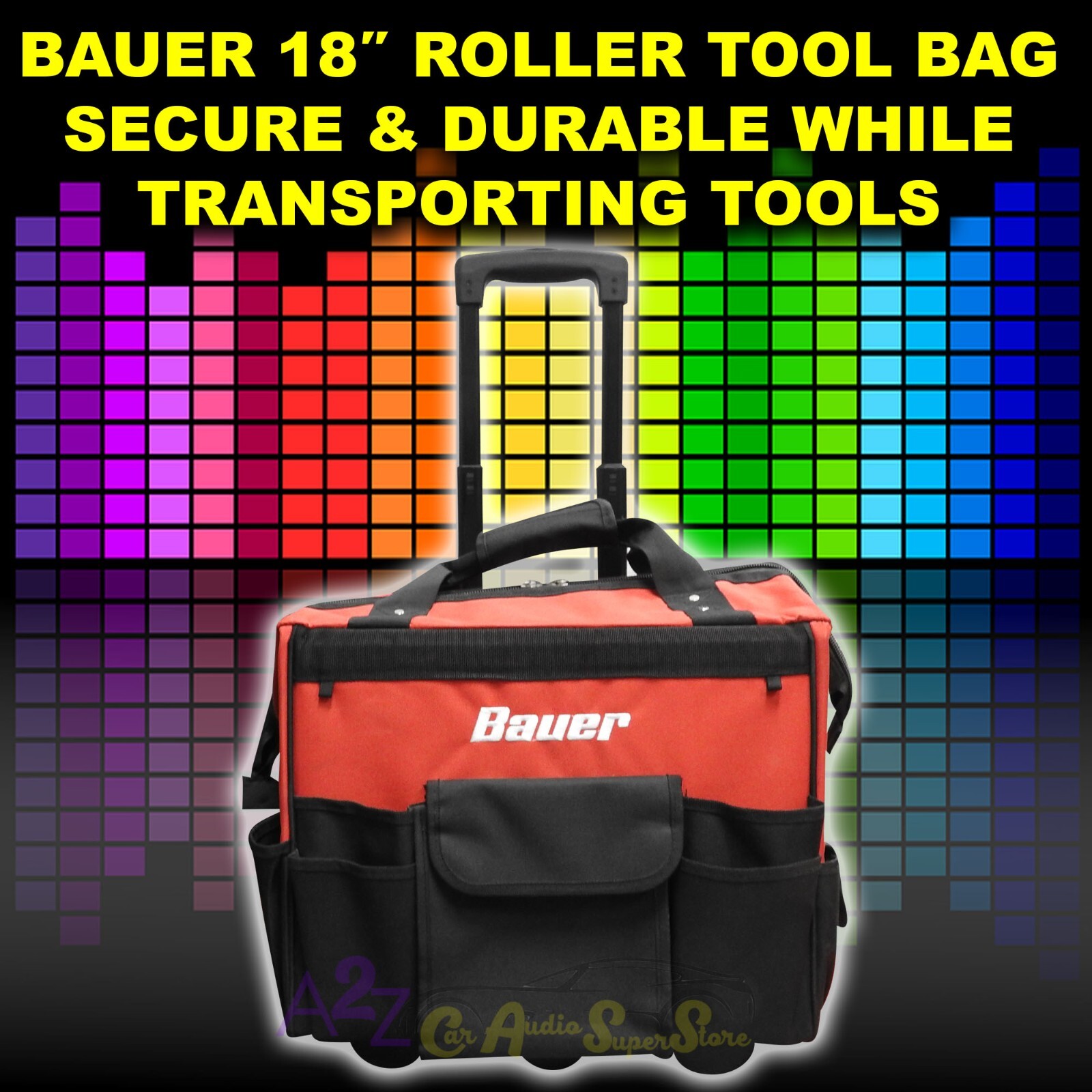 ROLLING TOOL STORAGE BAG 18 IN. TELESCOPING HANDLE WHEELS POCKETS 64663 NEW!