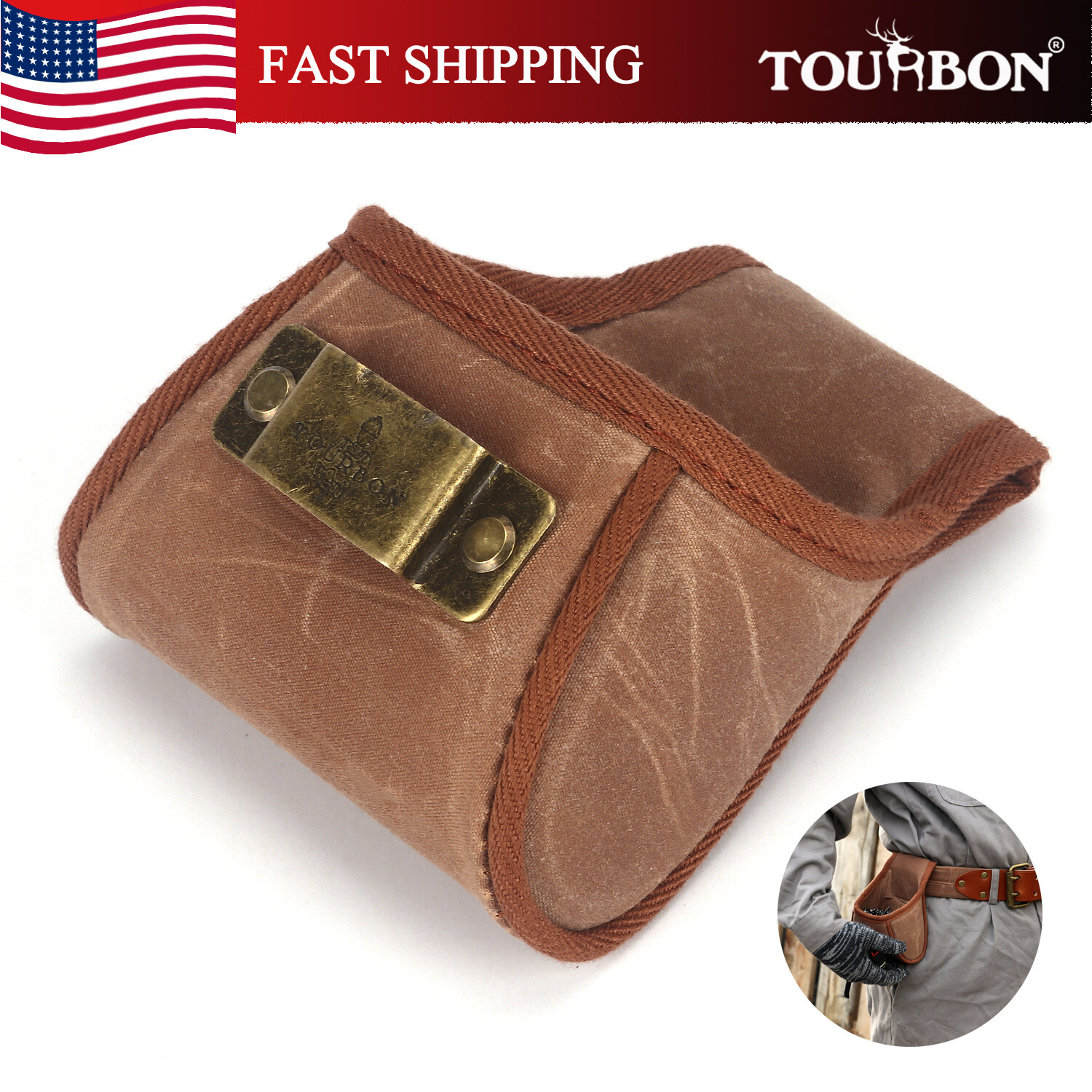 TOURBON Canvas Tools Belt Pouch Nail Screws Drill Carry Holder Tape Measure Clip