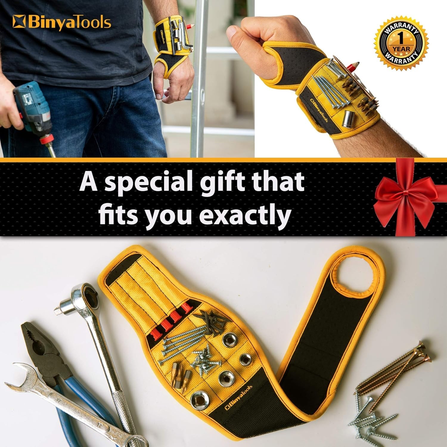 Adjustable Magnetic Wristband with Breathable Design for Tool Organization