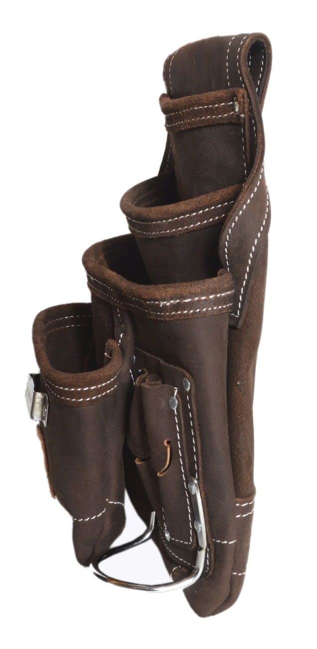 1 PCS 20148 Oil Tan 10 Pocket Top Grain Leather Tool Bag Pouch Work Belt