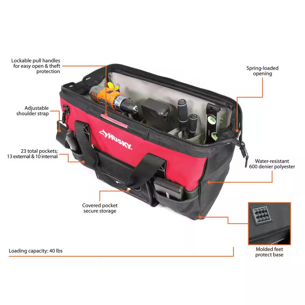 22 In. Spring-Loaded Tool Bag