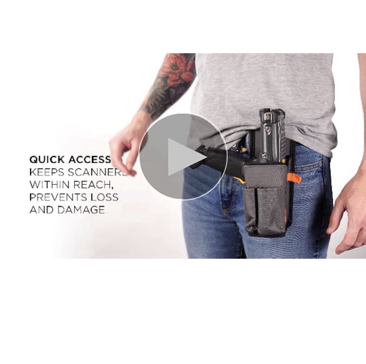 Utility Holster Pouch For Barcode Scanners Large Gray Durable Abrasion Resistant