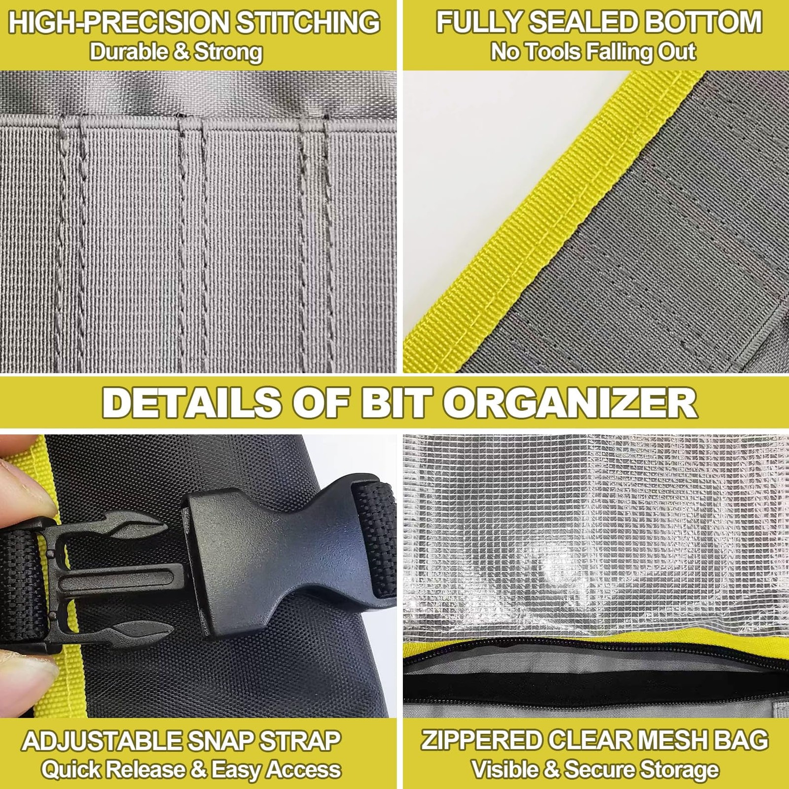Roll Up Drill Bit Organizer Storage Case Heavy Duty Zipper Pouch Bag Only