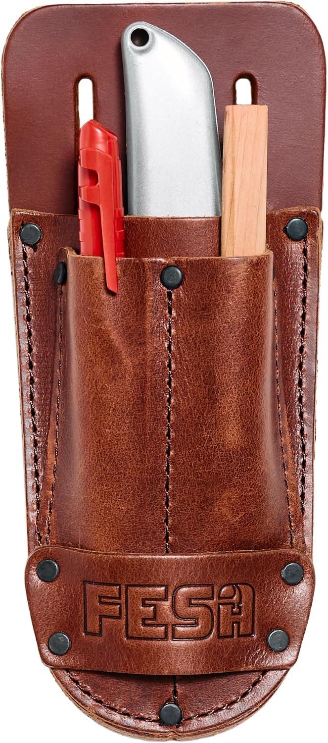 Leather Utility Knife Pouch – Full Grain Leather Knife Pouch for Belt with 2