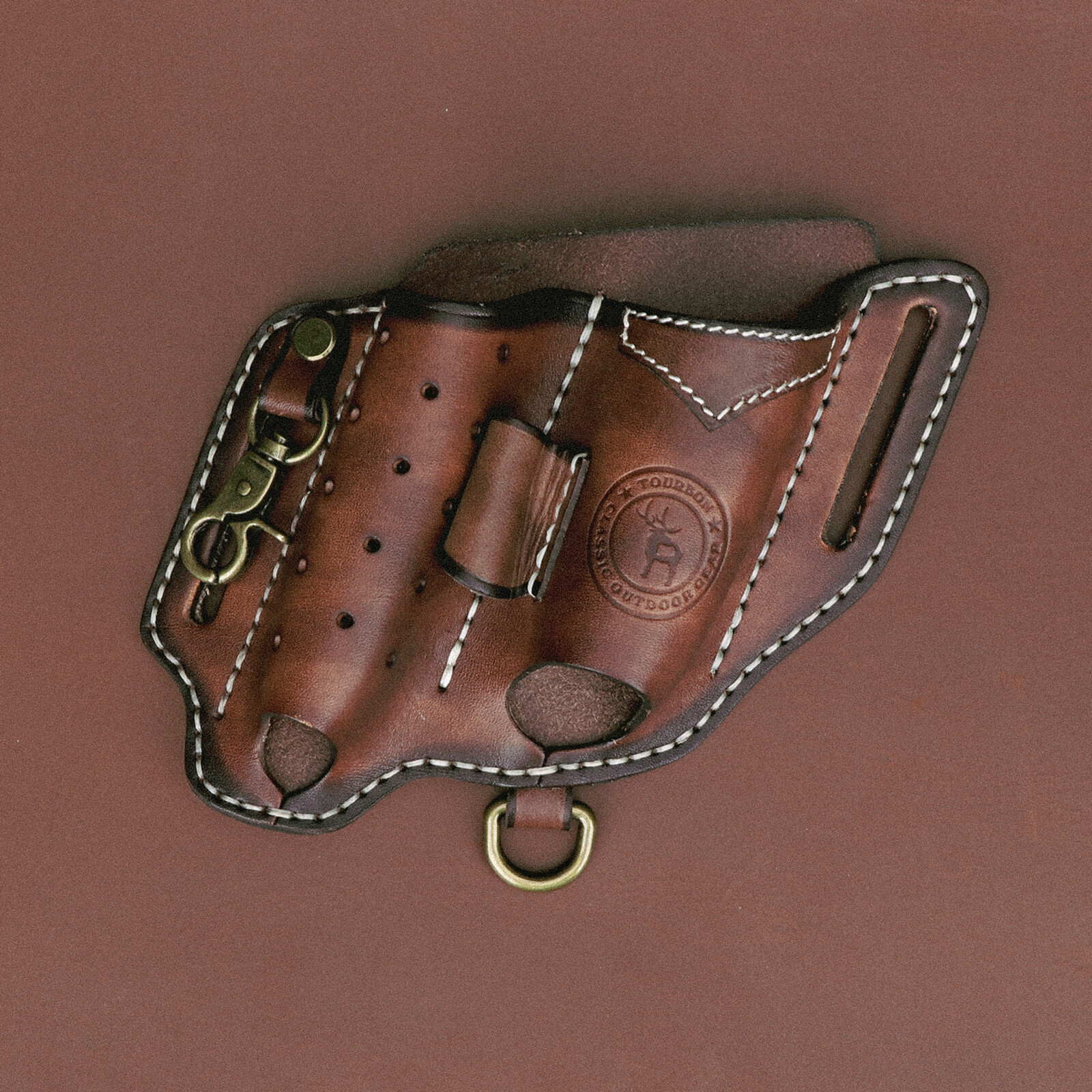 Tourbon Leather EDC Multitool Sheath Flashlight Holder Pen Belt Holster Camping