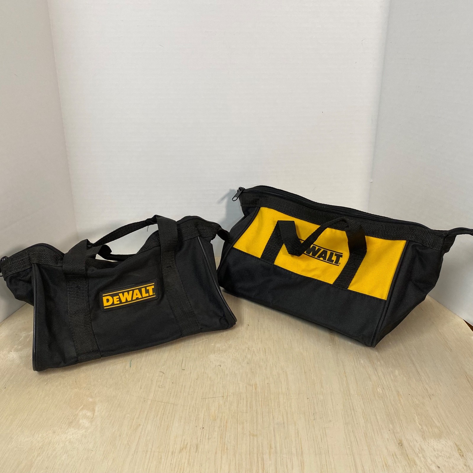 Lot Of 2 DeWalt Tool Bags • Yellow Black • Black • Zip Close • Tool Handle