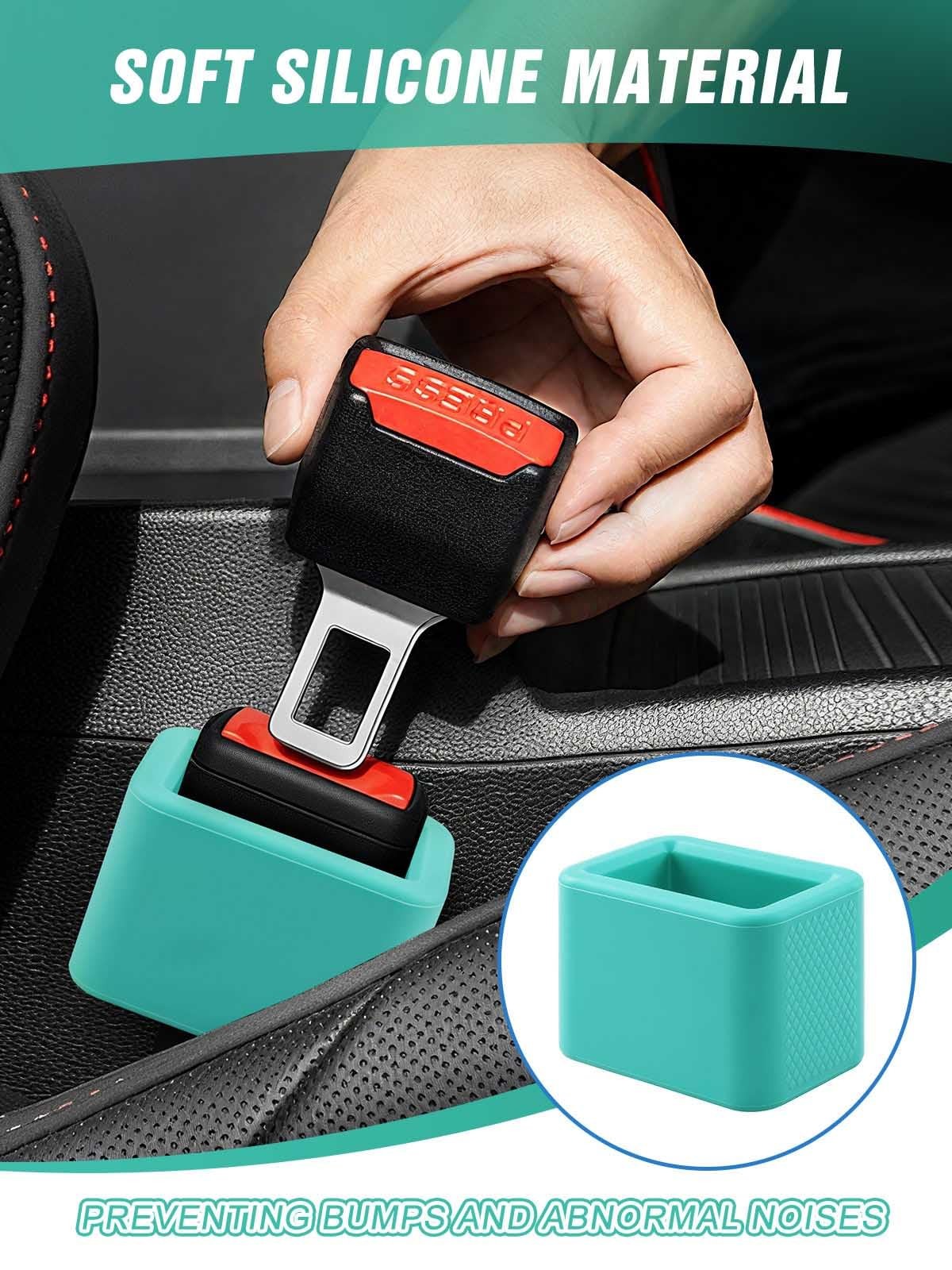 2 PCS Seat Belt Buckle Holder, Silicone Seatbelt Booster to Mint Green