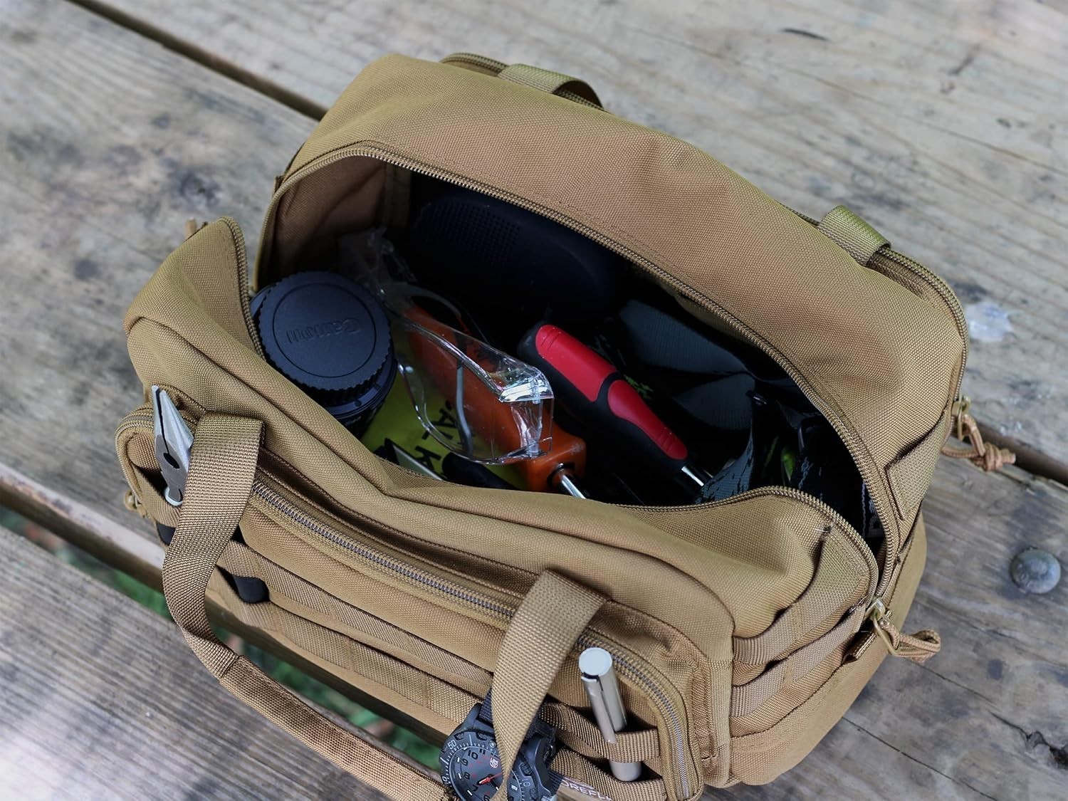 Durable 12-Inch Tactical Tool Bag with 9 Compartments – Water Repellent Design