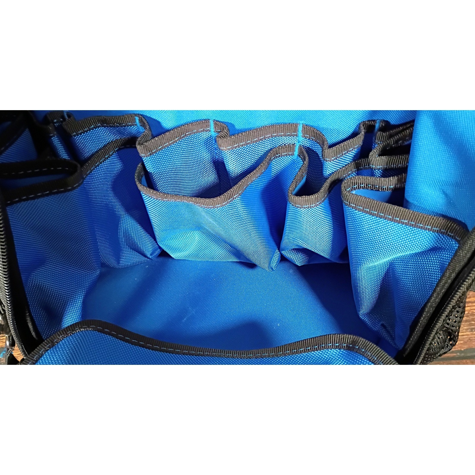 Kobalt Heavy Duty Tool Backpack Black Blue Molded Base Multi Pocket Organizer