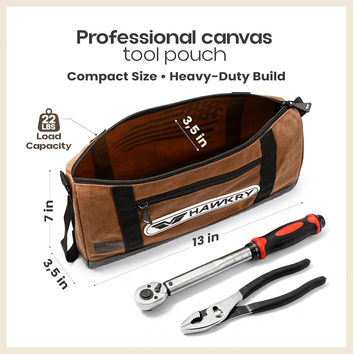 Canvas Tool Pouch Set (4 Pack) – Heavy Duty Tool Organizer Bags with Zipper, Dur