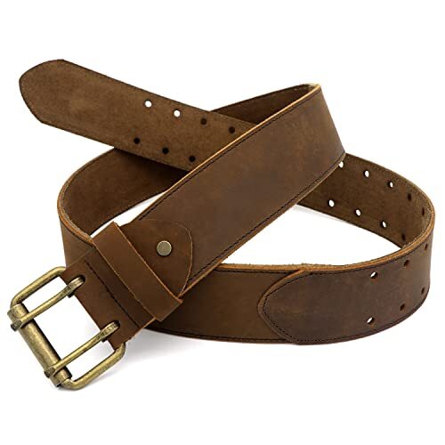 Tourbon Leather Workshop Tool Work Belt 2” Wide With Double Prong Tongue Roller