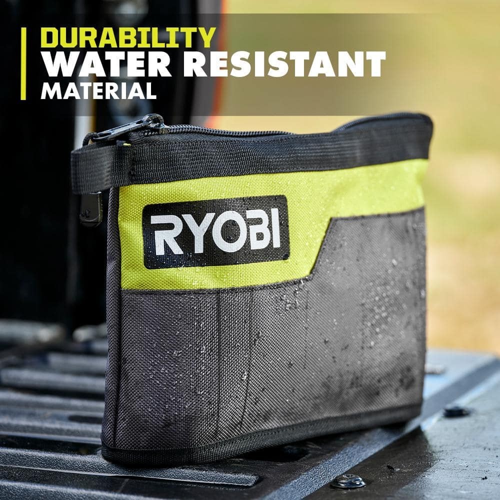 Ryobi Waterproof 12 In. Zipper Utility Pouch for Tools, Multi-Purpose Bag
