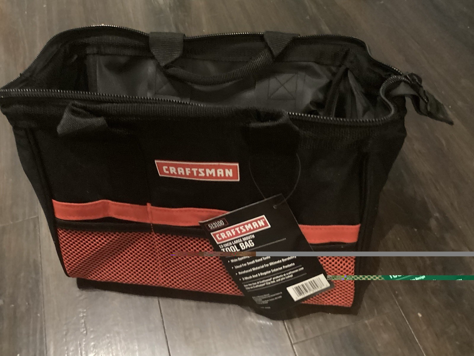 Craftsman 13 in Wide Mouth Tool & Repair Bag 6-pocket Black Red Construction Dad