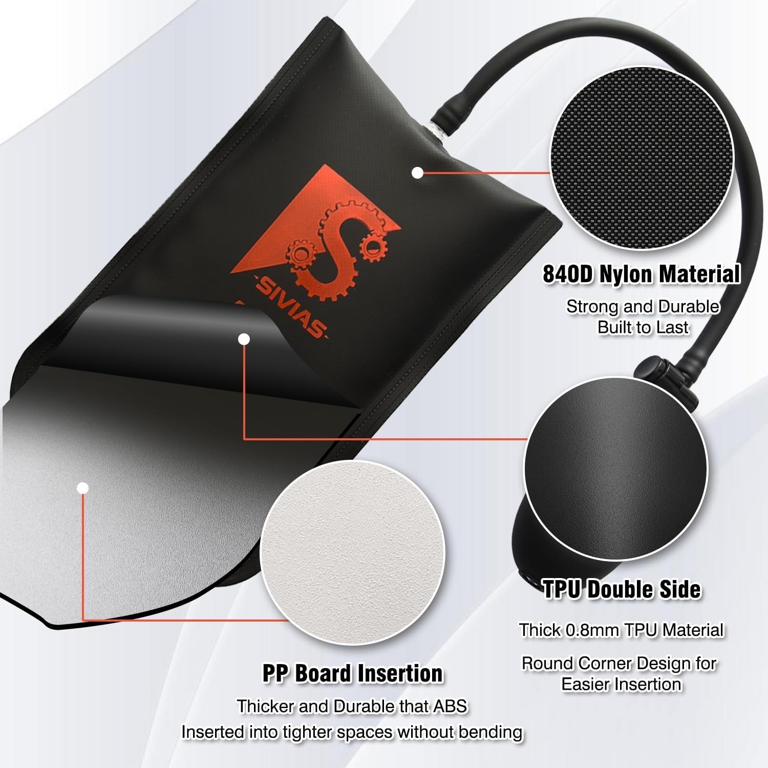 3 Sizes Inflatable Air Wedge Shim Bag Kit 500LB Professional Leveling Pump Tool