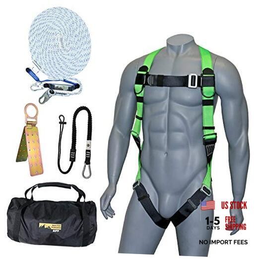 50FT Fall Protection Roofer Kit Braided Vertical Lifeline w/Rope Grab, 1 D