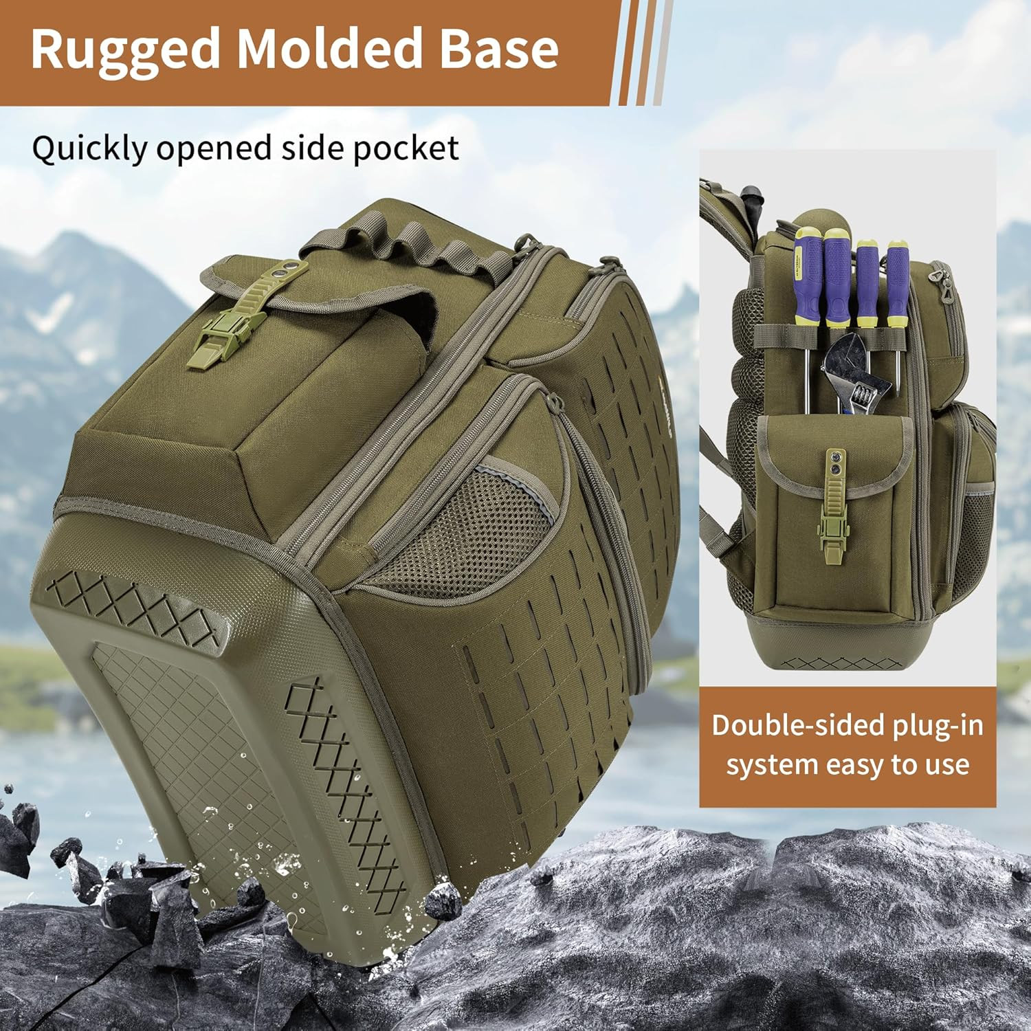 Pro Heavy Duty Tool Backpack – 62 Pockets & Waterproof Base for Pros