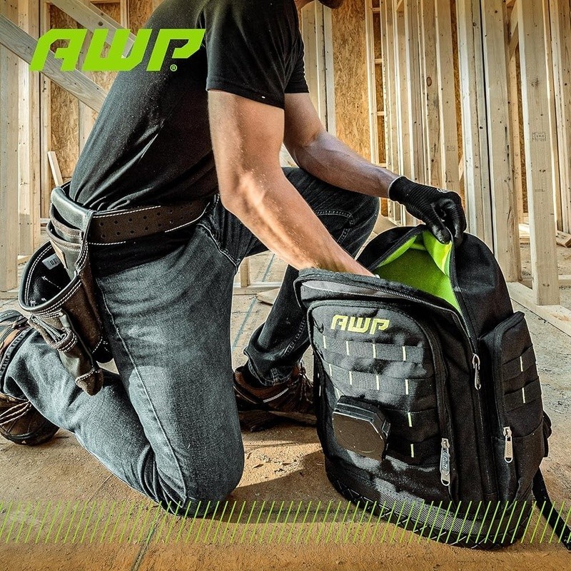 Durable Tool Backpack Organizer W/ Compartments Electricians Contractors Black
