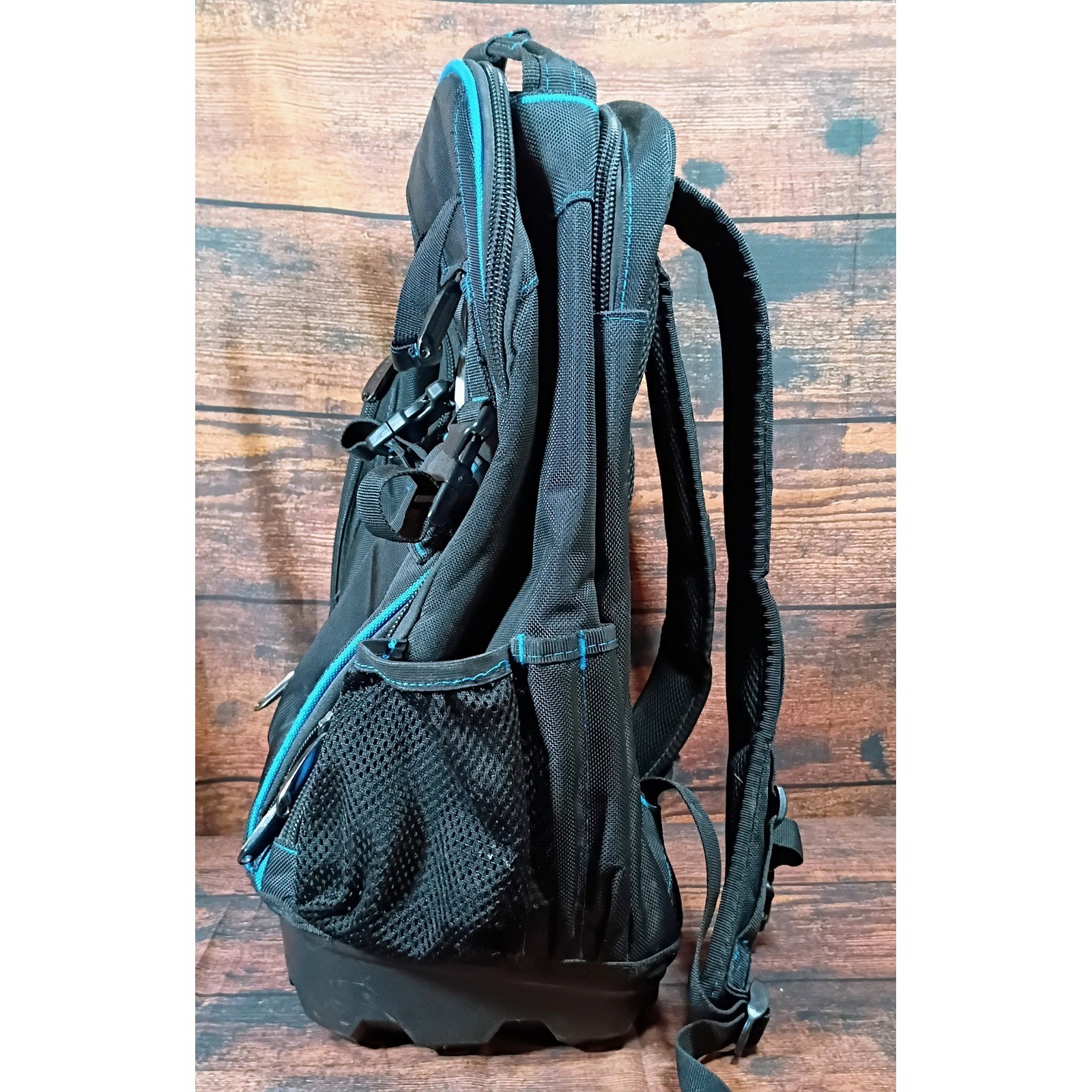 Kobalt Heavy Duty Tool Backpack Black Blue Molded Base Multi Pocket Organizer