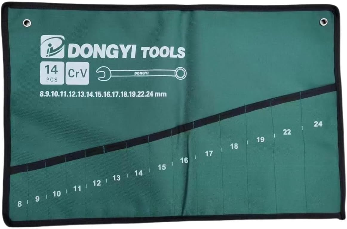 2 Pack Wrench Roll up Pouch Wrench Set Roll Organizer 14 Pocket Slot Canvas Tool