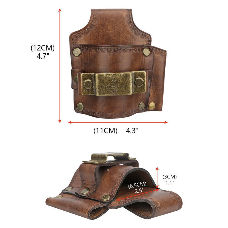 Tourbon Leather 3-in-1 Tools Belt Pouch Hammer Tape Measuring Screwdriver Holder